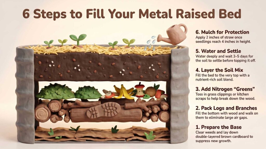 6 steps to Fill a Metal Raised Bed